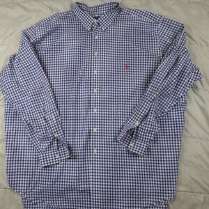 Polo Ralph Lauren Long Sleeve Blue White Gingham Button Down Shirt Men's 4XLT